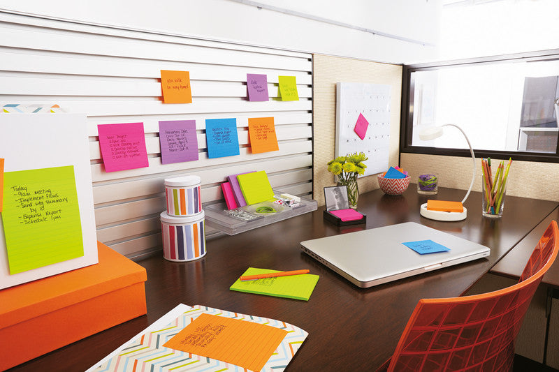 Post-it Haftnotizen – 101×101 mm – ultragelb, ultrablau, ultrapink, 6×90 Blatt, Super Sticky, PEFC