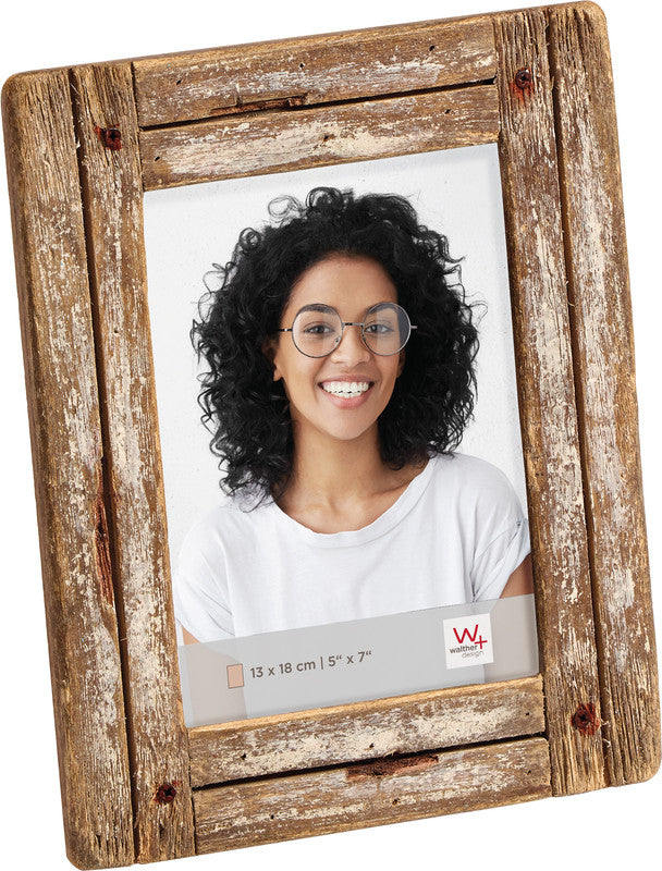 Walther Design Bilderrahmen Dupla Portrait, braun, Holz (Tanne), 13 × 18 cm, mit Aufsteller – eco:plus