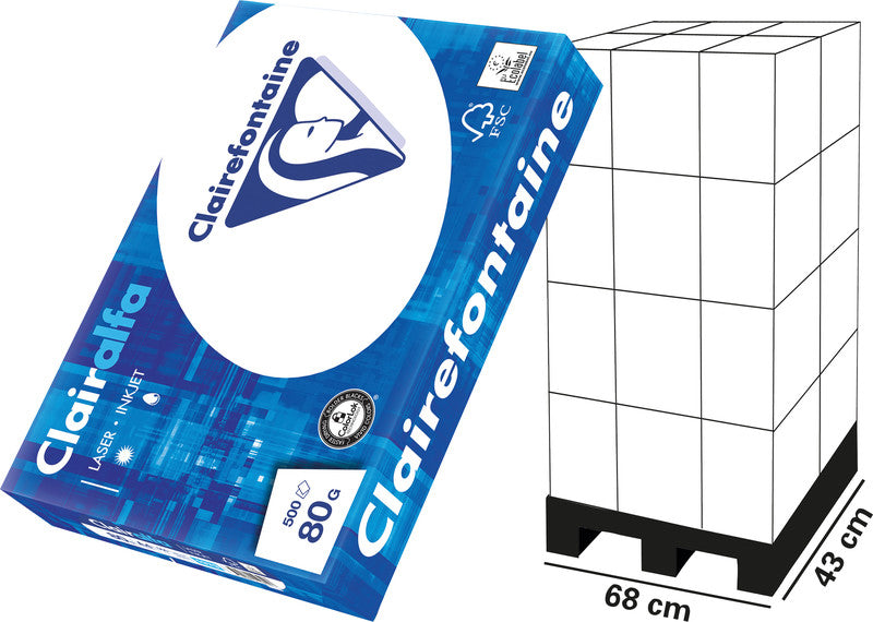 Clairefontaine Kopierpapier – A4, 80 g/m², hochweiss – für Inkjet, Laser, Kopierer – FSC – 500 Blatt