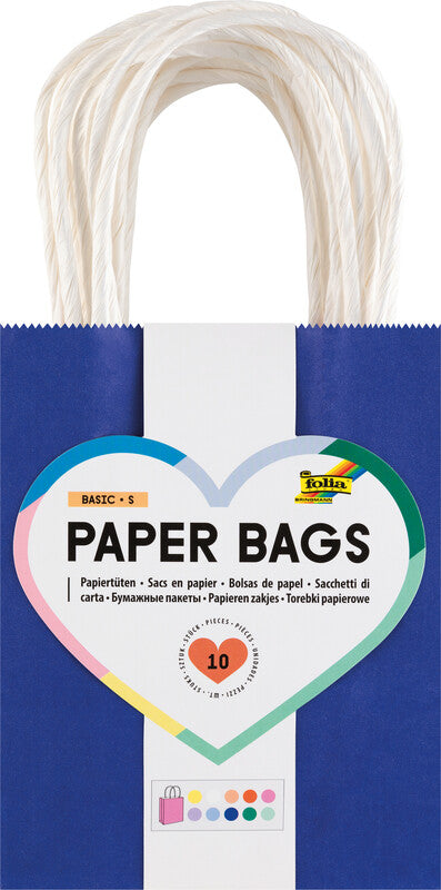 Folia Tragetasche – Kraftpapier, gedrehte Papierkordel – 10 Stk. – 120 × 150 × 55 mm
