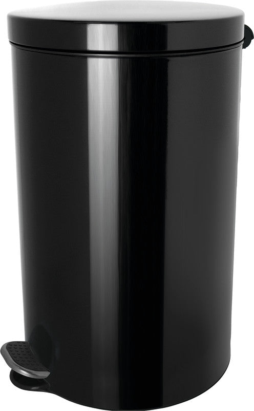 Helit Abfallcontainer – 20 l – mit Deckel – Stahl, Schwarz – Ø 300 × H 450 mm – Silberionen-Beschichtung