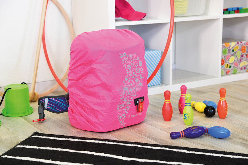 Step by Step Regenhülle – mit reflektierendem Druck, wasserabweisend – Nylon, Pink