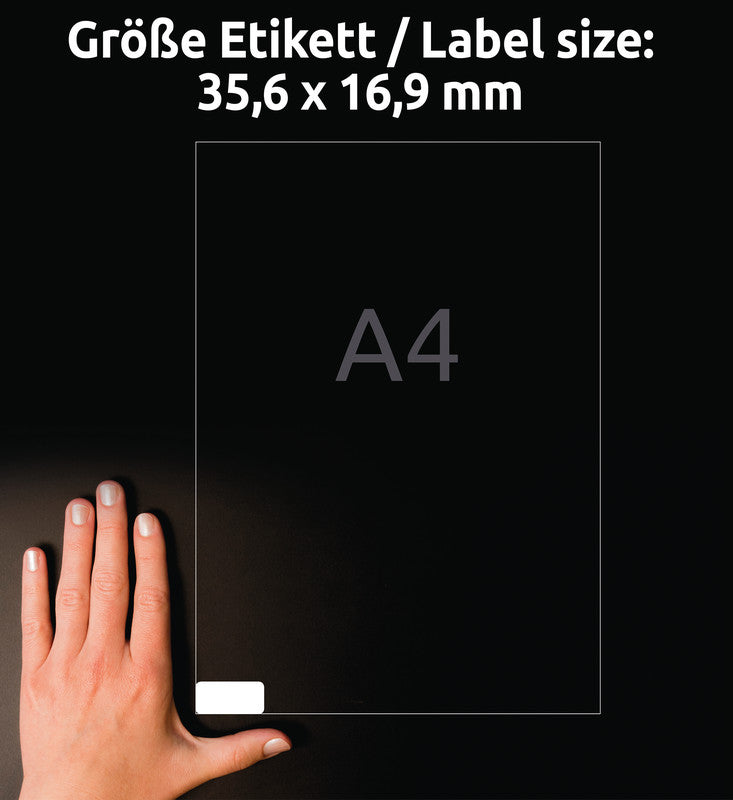 Avery Drucketiketten, 36 mm × 17 mm, weiss, Papier, wiederablösbar, 30 Blatt (2400 Etiketten)