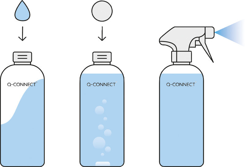 Q-Connect – Badreiniger Starterset – Flasche 500 ml + 6 Tabs