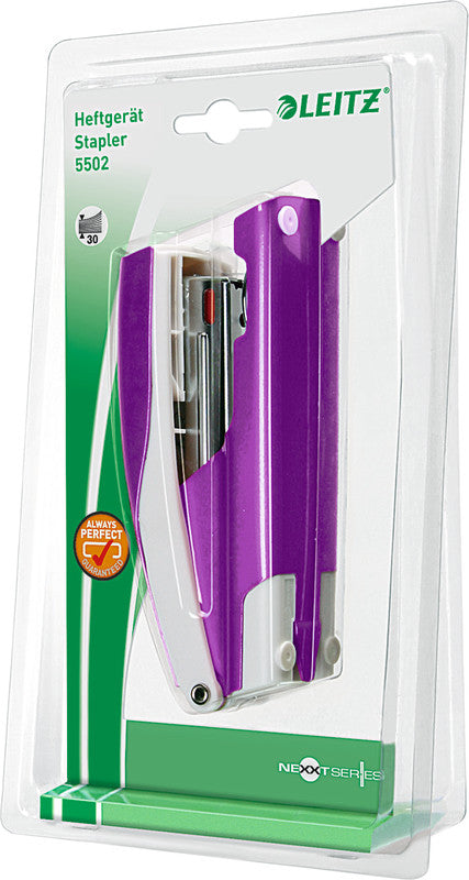 Leitz NeXXt 5502 WOW – Hefter, 30 Blatt, für 24/6, 26/6, Oberlade, Klammernentferner, Einlegetiefe 38 mm, violett