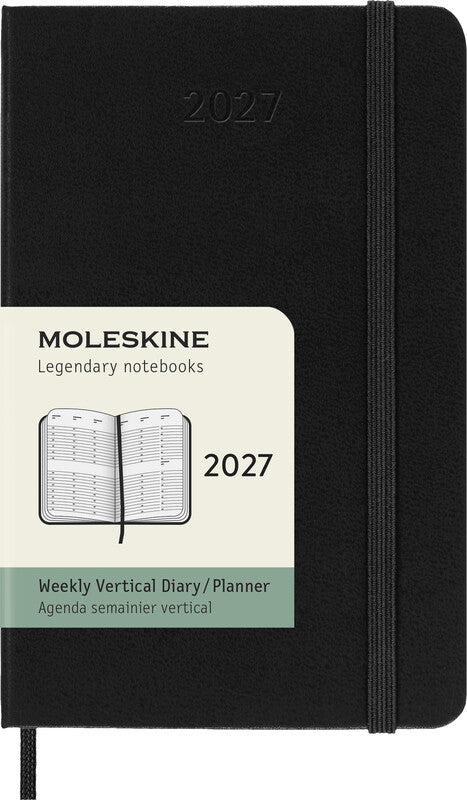 Moleskine Agenda – 1 Woche/2 Seiten, gebunden, 9 × 14 cm, 2027, schwarz, FSC