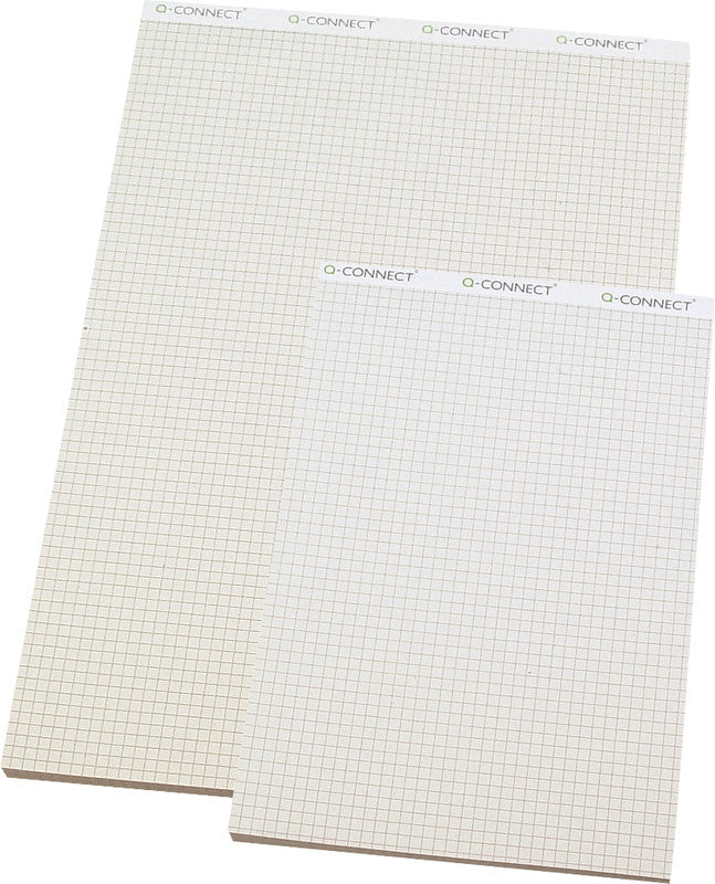 Q-connect Notizblock A5, kariert, geheftet, 100 Blatt, perforiert, 65 g/m² – grau