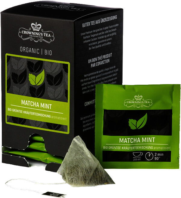Crowning's Tea – Matcha Mint – Teebeutel, Bio-Grüntee – 15 Beutel