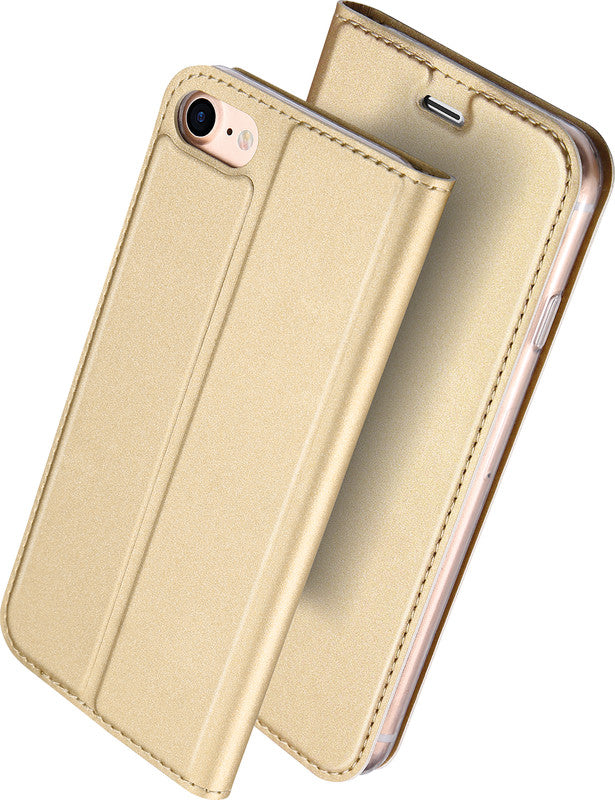Dux Ducis Booklet-Hülle – für Apple iPhone 6–8 – gold – Kunstleder – mit Kartenfach, Magnetverschluss