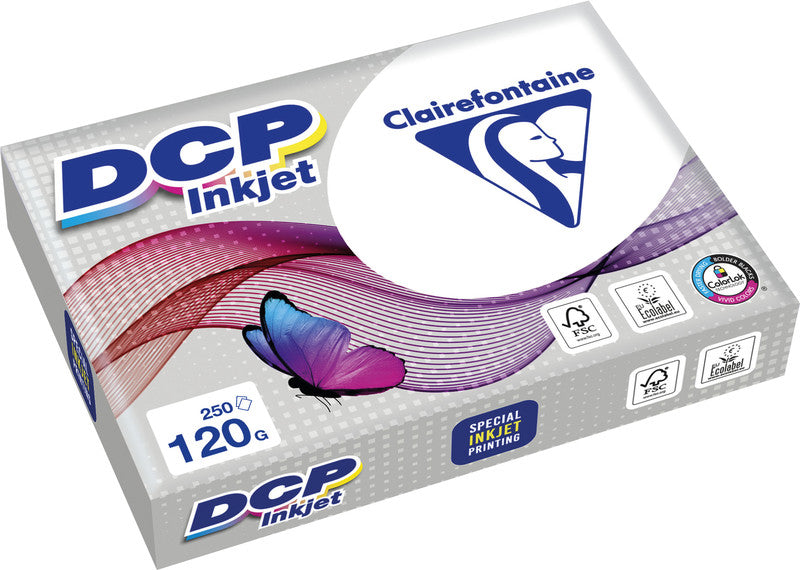 Clairefontaine Inkjetpapier – A4, 120 g/m², hochweiss – für Inkjet/Laser/Kopierer – 250 Blatt