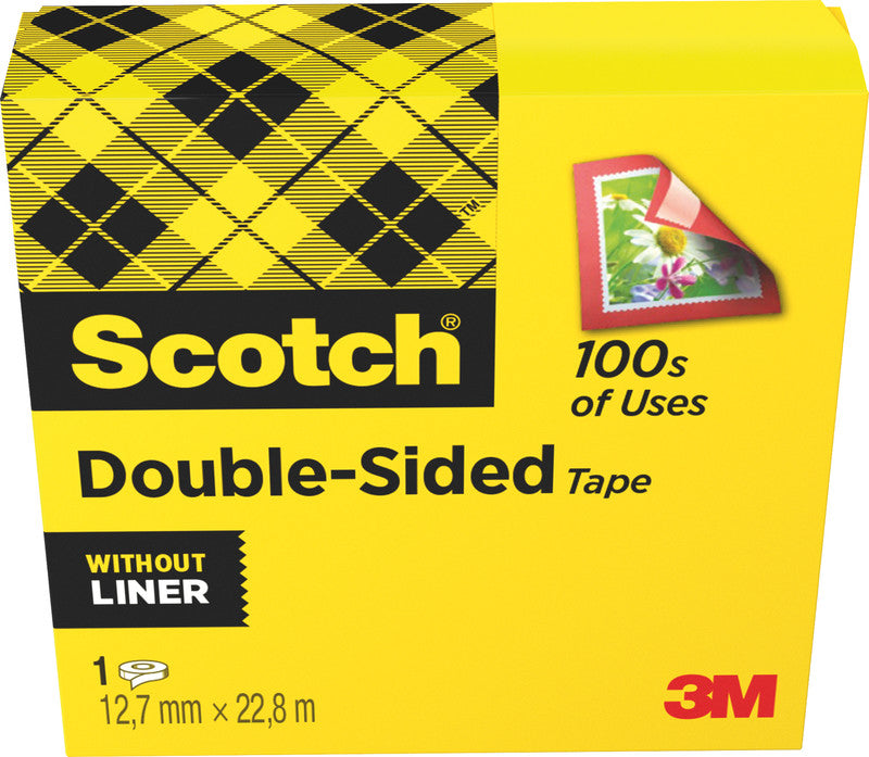 3M Scotch Doppelseitiges Klebeband 665 – permanent, klar, Zelluloseazetat, 12 mm × 23 m, Kern Ø 25 mm