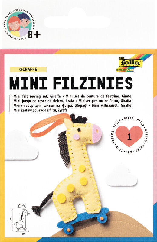 Folia Filzinies – Bastelset – Giraffe – 12-teilig – ab 8 Jahren – Filz, mehrfarbig