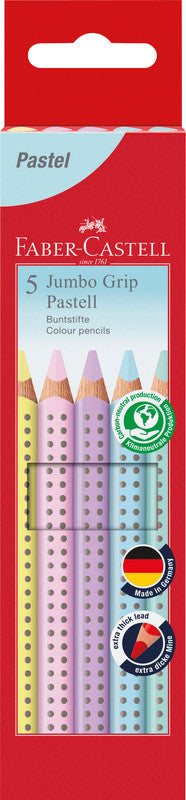 Faber-Castell Aquarellfarbstifte Pastell – 5 Farben, im Kartonetui, Ø 5,3 mm, dreikantig, FSC