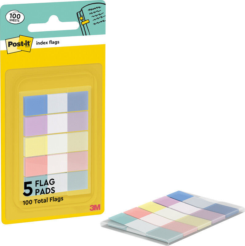 Post-it schmale Indexstreifen – 11,9×43,2 mm – sortiert, 5×20 Stück, mit Dispenser