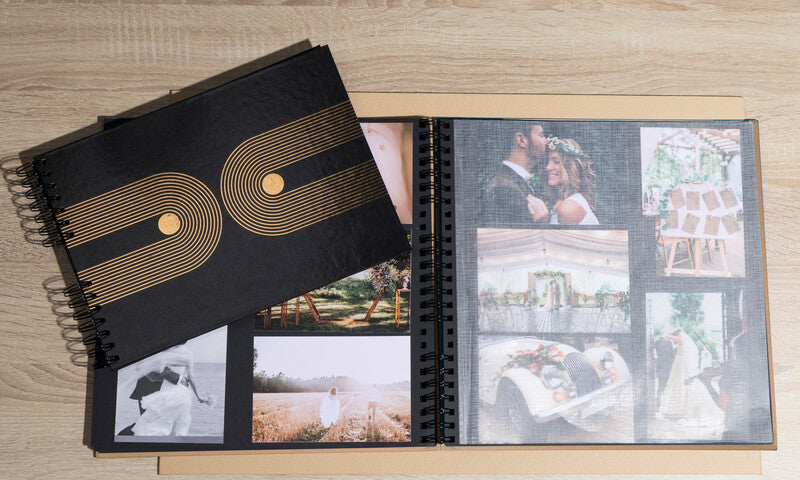 Exacompta Fotoalbum Wiro Graphik – für 320 × 320 mm, schwarz, mit Pergaminzwischenblättern, Karton