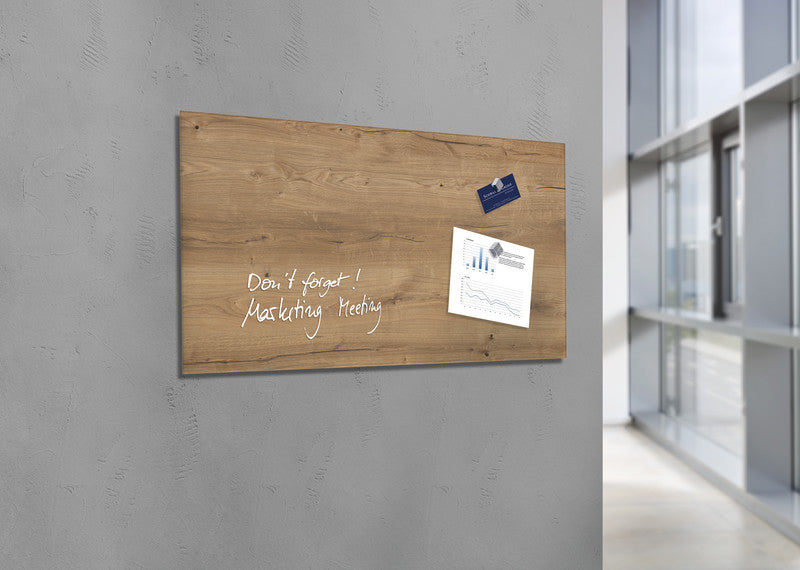 Sigel Whiteboard – 91 × 46 cm, Glas, magnetisch, Wandmontage, inkl. SuperDym Magnetwürfel, Montagesatz