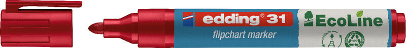 Edding Flipchart-Marker 31 EcoLine – Rundspitze 1,5-3 mm – Rot – Nachfüllbar