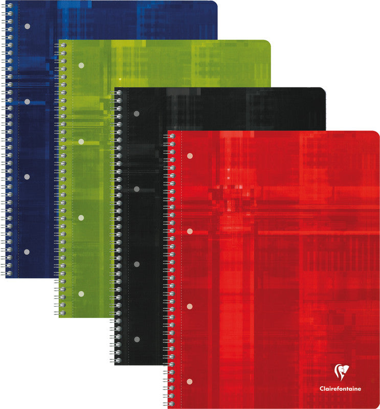 Clairefontaine Collegeblock, Karton, 80 Blatt, 4-fach gelocht, perforiert, 90 g/m² – farbig sortiert
