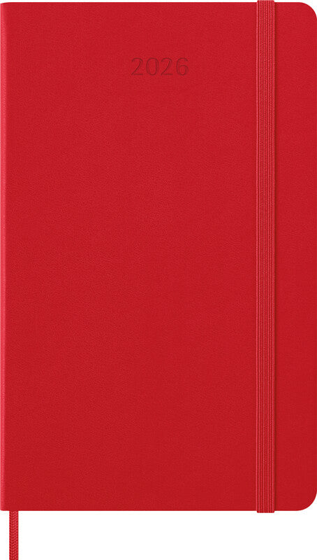 Moleskine Tagesagenda – 1 Tag pro Seite, gebunden, 13 × 21 cm, 2026, 1-Stunden-Takt, scharlachrot, FSC