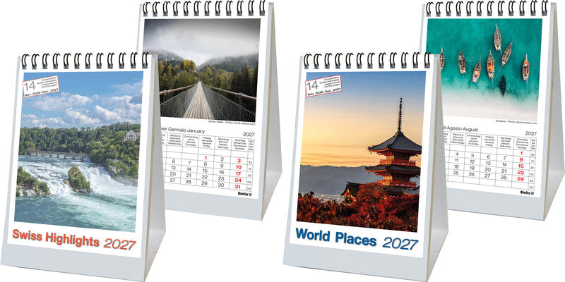 Biella Pult-Bildsteller Imago Beautiful Swiss 2026 – 10,5 × 14,8 cm, 14 Monate – d/f/i/gb