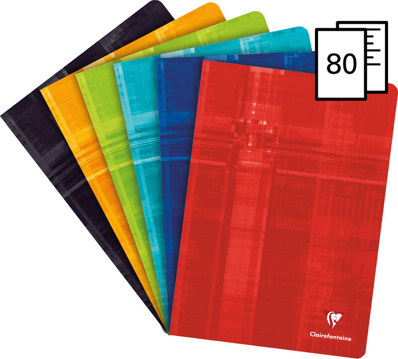 Clairefontaine Notizheft, A4, blanko, Klammerheftung, Karton, 80 Seiten, 90 g/m² – farbig sortiert