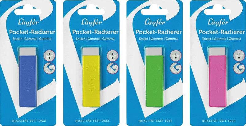 Laufer Radierer – für Bleistifte und Farbstifte – 21 × 71 × 7 mm – blau