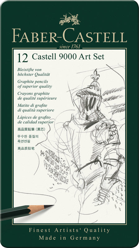 Faber-Castell CASTELL 9000 Graphit-Set, 8B–2H, mit Aufbewahrungsbox – 12-teilig