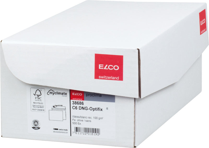 Elco Couvert C6, ohne Fenster, selbstklebend, weiss, 100 g/m² – 500 Stk.