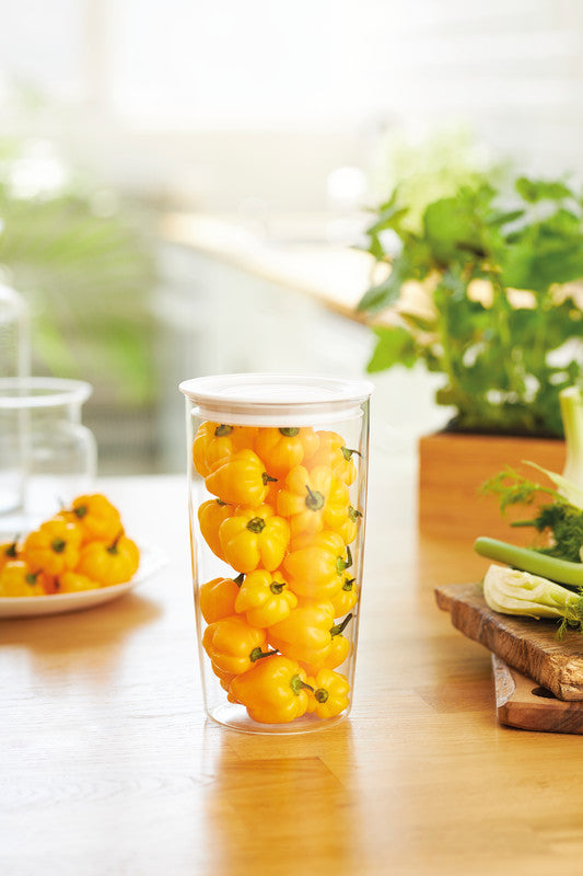 Rotho Glasbehälter Cristallo – 1,2 l – rund – Ø 11 × 19,3 cm – Borosilikatglas – transparent