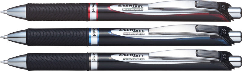 Pentel EnerGel Permanent Gelschreiber – rot, 0,7 mm, dokumentenecht, wasserfest, Druck, nachfüllbar