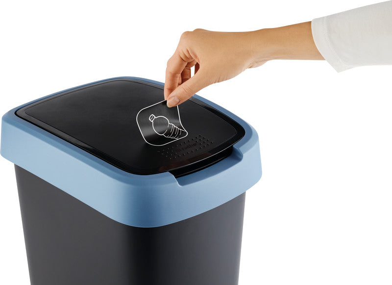 Rotho Abfallcontainer – 25 l – mit Deckel – Kunststoff, Horizon Blau – B × H × T 252 × 476 × 333 mm