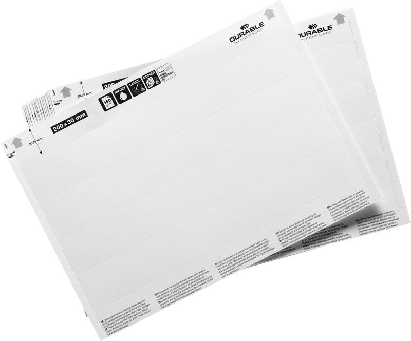 Durable Einsteckschilder, 30 mm × 200 mm, weiss, Papier, nicht klebend, für Scanfix, C-Profil