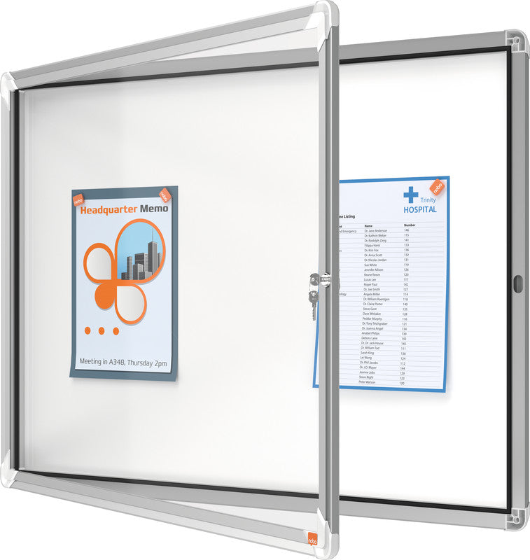 Nobo Schaukasten, 8 × A4 – Aluminium, Sicherheitsglas, abschliessbar, magnethaftend, 92,4 × 66,8 × 4,3 cm