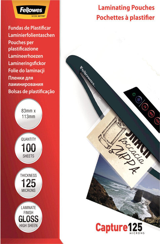 Fellowes Laminierfolien 83 × 113 mm – 125 µm, glänzend, 100 Stück