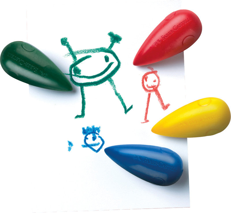 Faber-Castell Buntstifte – 4 Farben, birnenförmig, Kreide