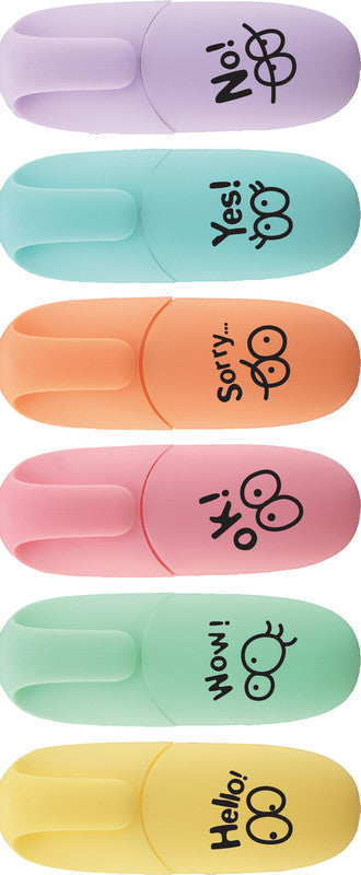 Q-connect Mini Textmarker Set 6 Farben Pastell – Keilspitze, 1–5 mm