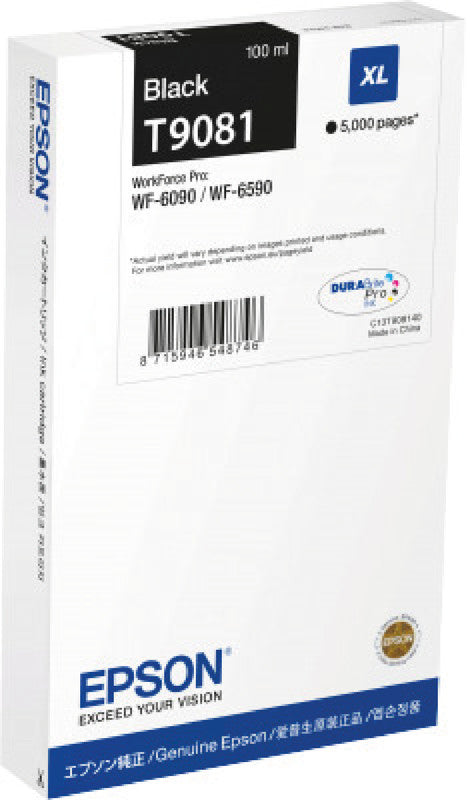 Epson Tintenpatrone C13T908140, Schwarz, 5'000 Seiten – für Tintenstrahldrucker/Multifunktionsgeräte