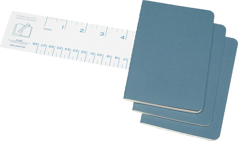 Moleskine Notizheft – 130 × 210 mm – 16 heraustrennbare Seiten, abgerundete Ecken, blau, FSC, 3 Stück
