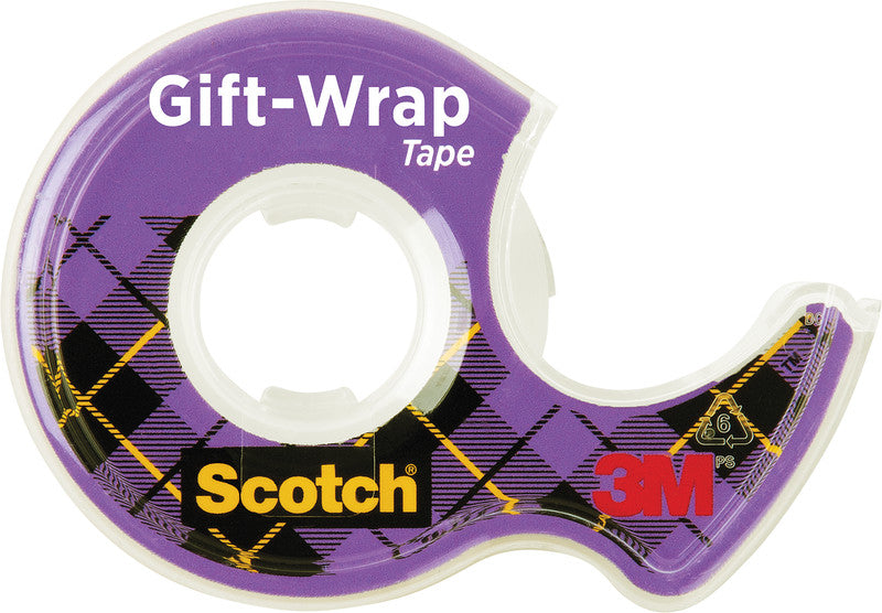 Scotch Klebeband GiftWrap – mit Abroller – permanent, satin, Kunststoff, 19 mm × 15 m, transparent