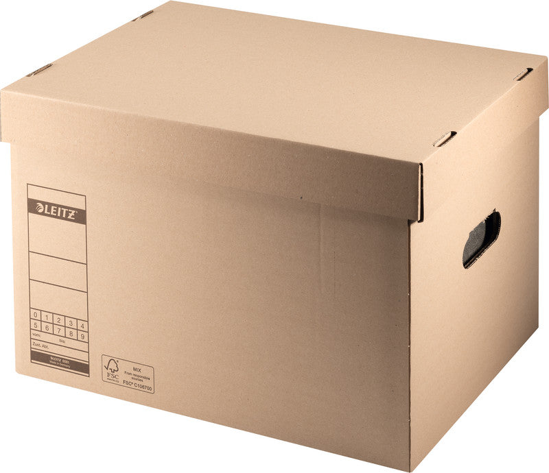 Leitz Premium 60810000 – Archivkarton, für A4, 335 × 440 × 280 mm, Karton, braun, mit Deckel