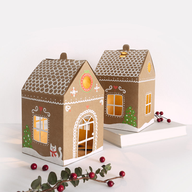 Folia Blank Kraftkarton-Häuschen – Braun – 11 × 19 × 11 cm – 6 Stück