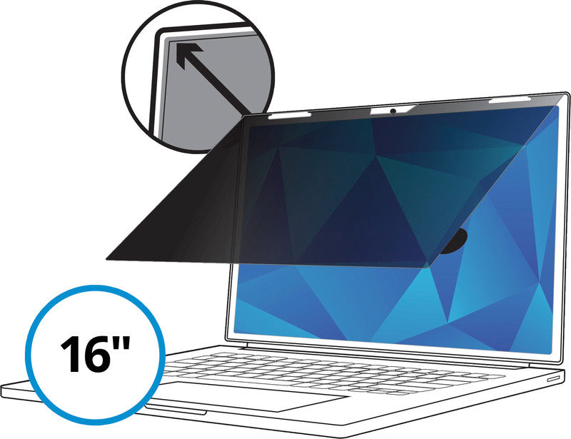3M Displayschutz für Notebooks 16" (16:10, 345×216 mm) – Schwarz