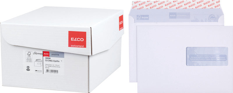 Elco Couvert C4, Fenster links, selbstklebend, weiss, 120 g/m², mit Innendruck – 250 Stk.