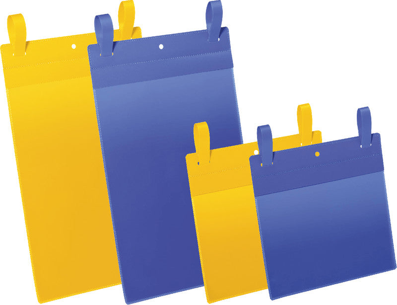 Durable Kennzeichnungstaschen – 210 × 297 mm, blau, wiederablösbar, für A4 quer, 50er-Pack