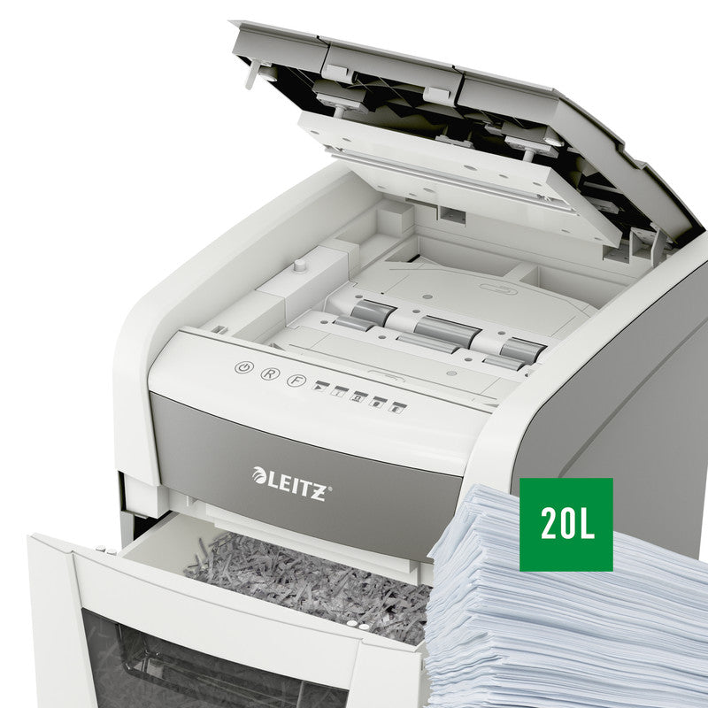 Leitz IQ Autofeed 50 – Aktenvernichter mit Autofeed 50 Blatt, DIN P-4, Partikelschnitt 4 × 28 mm, 6 Blatt, 20