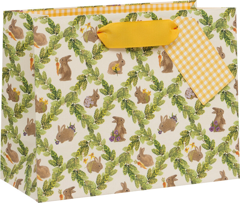 Glick Geschenktasche 'Diamond Bunnies' – 22,5 × 10 × 17,5 cm, Papier, mit Satinband, mehrfarbig, mit Anhänger