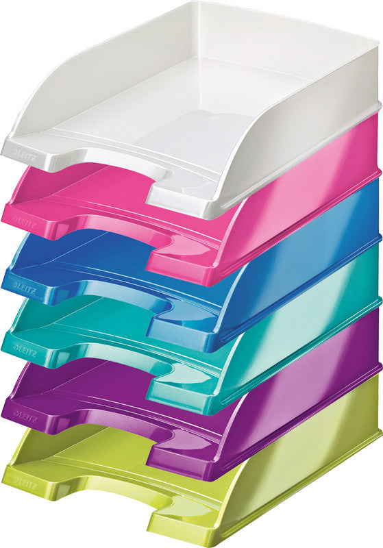 Leitz Briefkorb – mit Griffausschnitt, mit Beschriftungsfeld, glänzend, blau, B 255 × H 70 × T 357 mm
