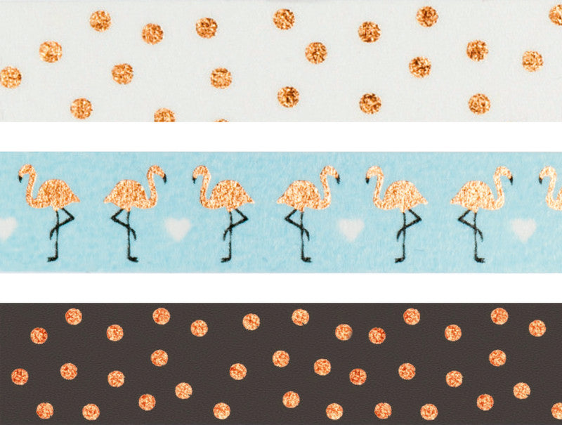 Folia Washi Tape Hotfoil – wiederablösbar, Papier, 15 mm × 10 m, rosegold