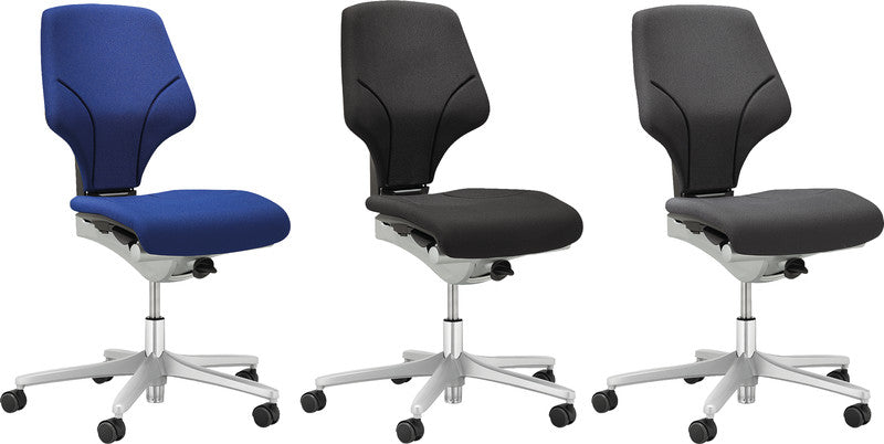Giroflex Bürostuhl 64 – 45×41,5–44×40–52 cm, blau, Aluminium-Fusskreuz