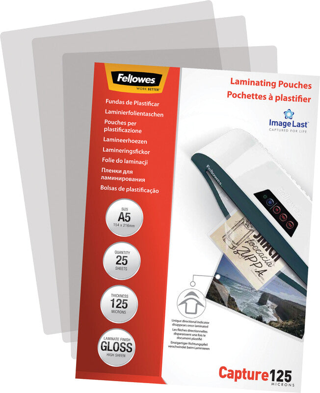 Fellowes Laminierfolien A5 – 125 µm, glänzend, 25 Stück